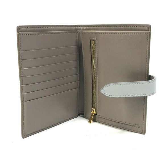 CELINE .10PI Bicolor Medium strap wallet Trifold wallet Leather gray - Picture 4 of 13
